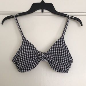Black and White Gingham Bikini Swim Top